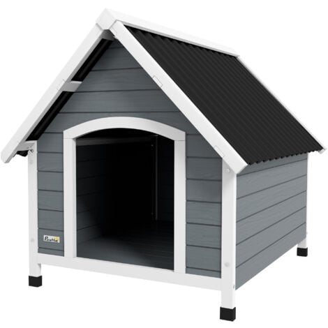 PawHut Casetta per Cani Grandi con Pavimento Rimovibile in Legno 84x99x87cm