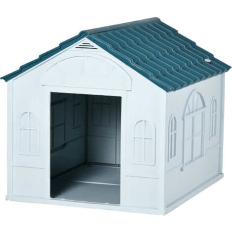 PawHut Casetta per Cani Taglia Grande max. 30kg Impermeabile in PP Blu
