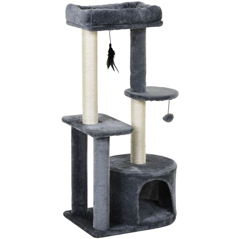 Pawhut - Cat Multi-Activity Tree Tower w/ Perch House Scratching Post Play Ball