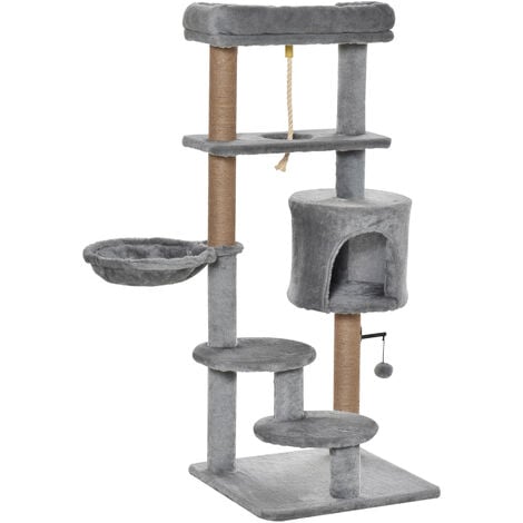 PawHut Cat Tree Climbing Kitten Activity Center 48 x 48 x 120cm Light Grey