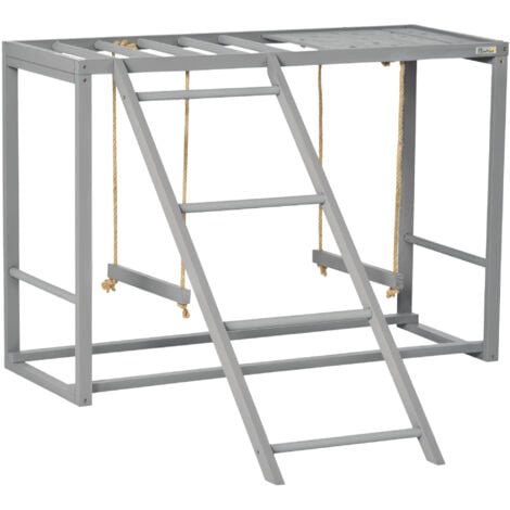 PawHut Chicken Activity Play Chicken Coop with Swing Set for 3-4 Chickens, Grey