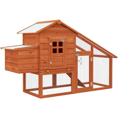 Pawhut 87 Deluxe Wooden Backyard Chicken Coop With Large Outdoor Run And Nesting Box