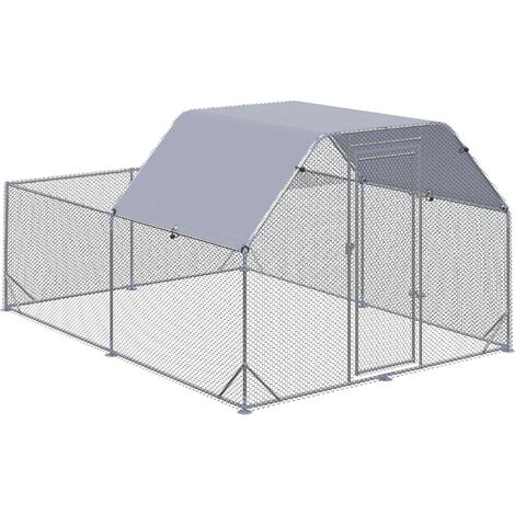 PawHut Chicken Run W/ Roof, Walk In Chicken Coop for 10-12 Chickens, Hen House