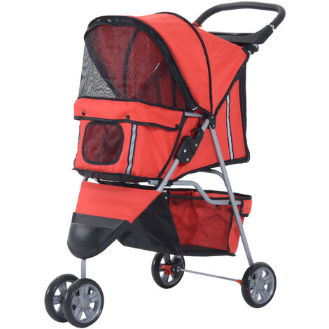 PawHut Cochecito Plegable Mascotas 75x45x97cm Perro Gato Carrito Ruedas Giran 360º