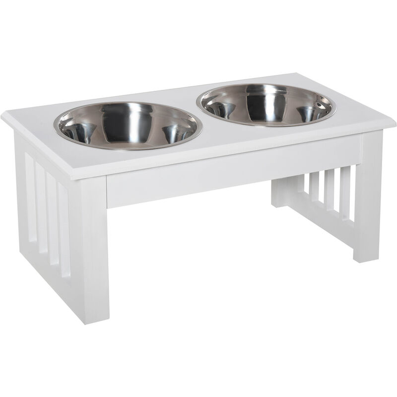 

Comedero Elevado para Perros con 2 Cuencos Extraíbles y Soporte Acero Inoxidable - Blanco