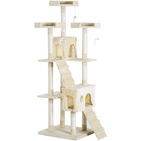 PawHut Condo Furniture Scratcher Post Pet Cat Tree Kitten Bed House Play Toy