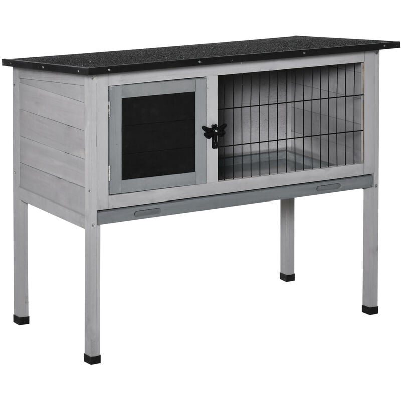 

Conejera de Madera Exterior con Bandeja Extraíble Mascotas Pequeñas 86x45x70 cm - Gris Claro