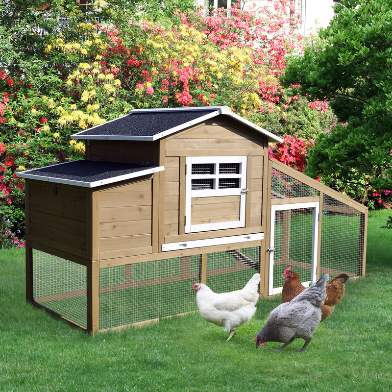 Pawhut Deluxe Chicken Coop House Hens Living House Outdoor Run Deluxe