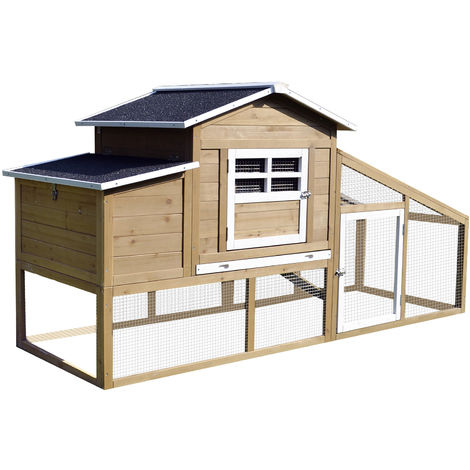 Pawhut Deluxe Chicken Coop House Hens Living House Outdoor Run