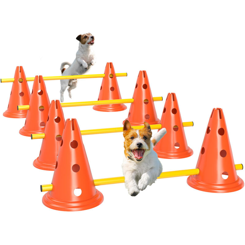 Pawhut - Dog Agility Equipment Set, Four-Piece Adjustable Height Jumping