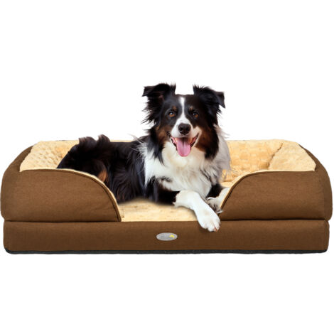 PawHut Dog Bed Calming Pet Bed Dog Mattress for Medium Dogs Brown