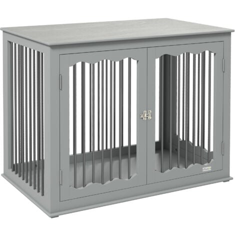 PawHut Dog Crate End Table with Three Doors Furniture Style Dog Crate Indoor Use Large