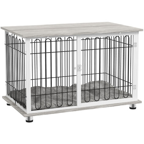 PawHut Dog Crate Furniture, Indoor Dog Kennel Side End Table Washable Cushion Large