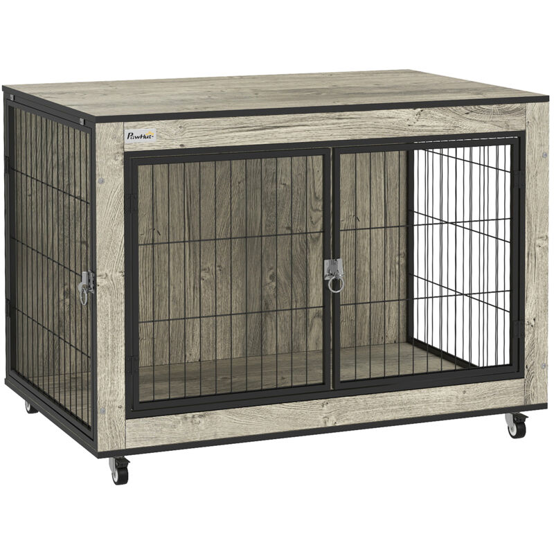 Pawhut - Dog Crate Furniture on Wheels, for Medium Dogs