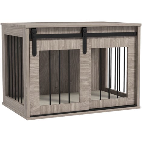 PawHut Dog Crate Furniture with Removable Cushion, for Medium Dogs - Brown M