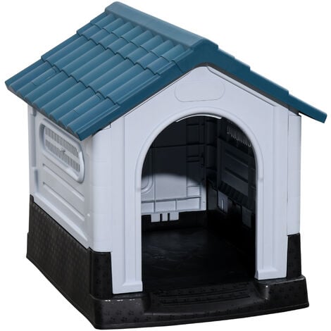 PawHut Dog Kennel for Outside Plastic Dog House for XS Dogs, 64.5 x 57 x 66cm Blue