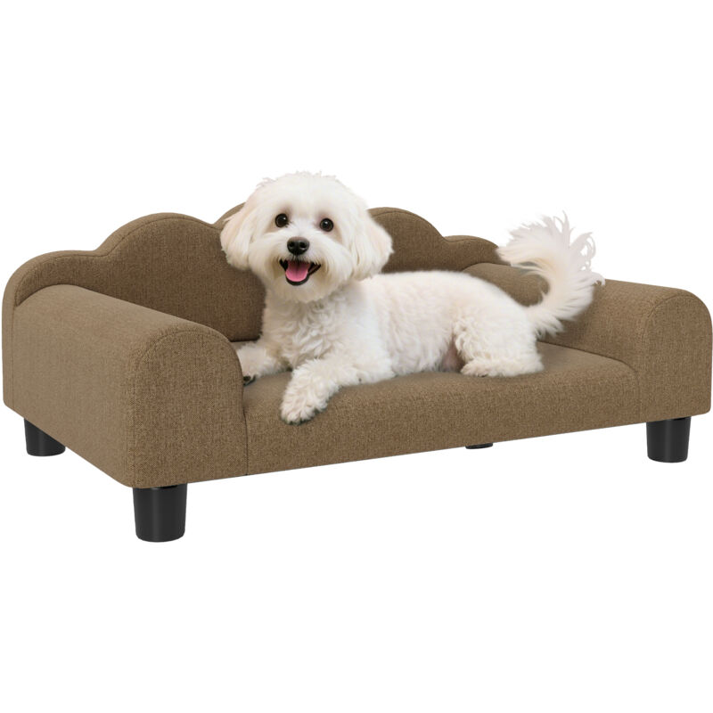 Dog Sofa Bed, Cat Sofa with Backrest, Armrest, for Small Dogs, Brown - Pawhut