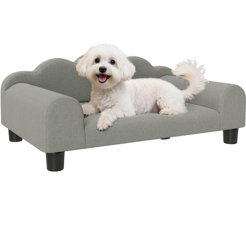 Dog Sofa Bed, Cat Sofa with Backrest, Armrest, for Small Dogs, Grey - Pawhut
