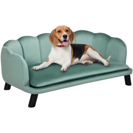 PawHut Dog Sofa, Pet Couch Bed for Medium, Large Dogs w/ Legs, Cushion Green