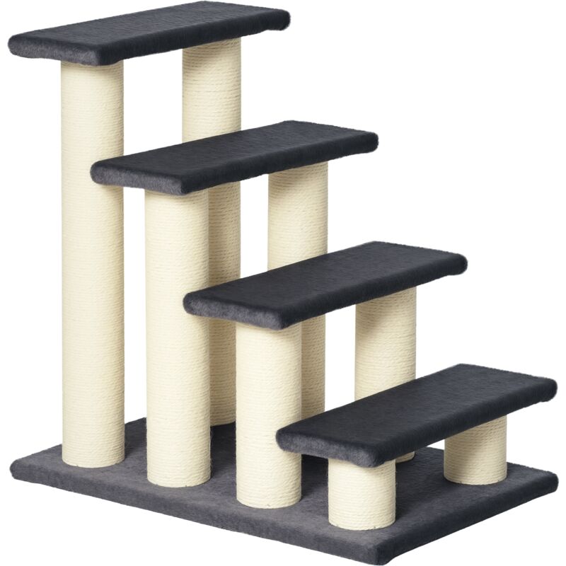 

Pawhut - Escalera para Mascotas Cubierta Suave de Peluche Rascador Estable 60x42x61 Gris - Gris