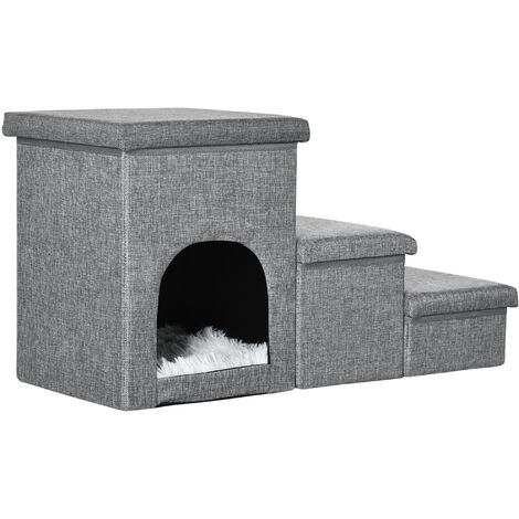 Escaleras plegables para almacenamiento de mascotas, cama de 3 escalones  para perros pequeños, gatos, cachorros, juguetes para mascotas, caja de