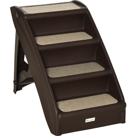 PawHut escalera plegable para mascotas 4 peldaños escalón para perros gatos portátil con alfombras antideslizantes para cama carga 20 kg 62x38x49,5 cm