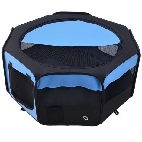 PawHut Fabric Dog Play Pen Puppy Pet Cat Rabbit Pig Guinea Playpen Run Blue