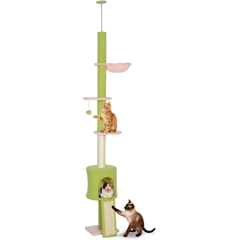 PawHut Floor to Ceiling Cat Tree Adjustable Height 220-240 cm Cat Tower