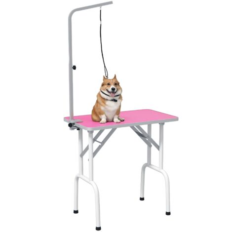 PawHut Foldable Dog Grooming Table Adjustable Arm 81x49x80 cm