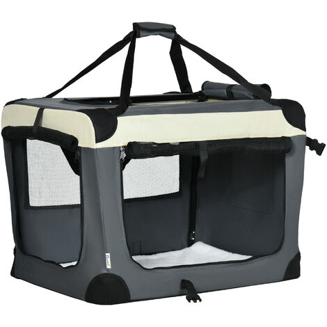 PawHut Foldable Pet Carrier Bag Soft Travel Dog Crate for XS/S/M/L Dogs Grey