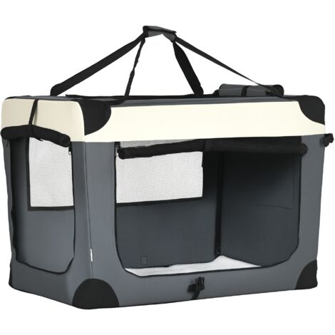 PawHut Foldable Pet Carrier Bag Soft Travel Dog Crate for XS/S/M/L Dogs Grey