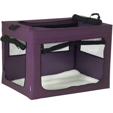 PawHut Foldable Pet Carrier, Portable Pet Travel Bag for Medium Dogs Purple