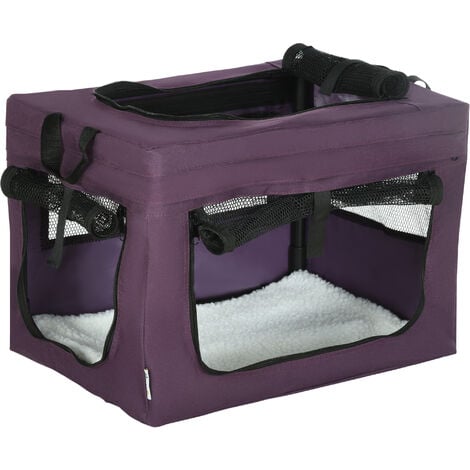 PawHut Foldable Pet Carrier, Portable Pet Travel Bag for Medium Dogs Purple