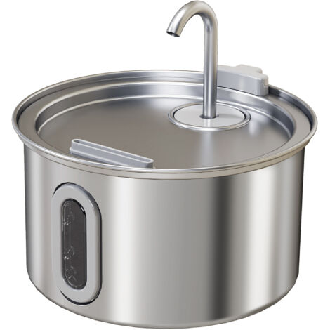 PawHut Fontana per Gatti da 2.5L con Luce LED 19.4x19.4x18.7 cm, Argento