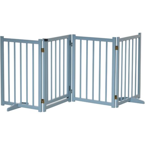PawHut Freestanding Pet Gate for Small and Medium Dogs, Wooden Dog Safety Barrier Grey