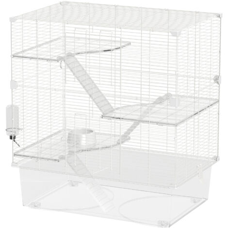 PawHut Gabbia per Criceti Multilivello con Accessori Inclusi Bianco