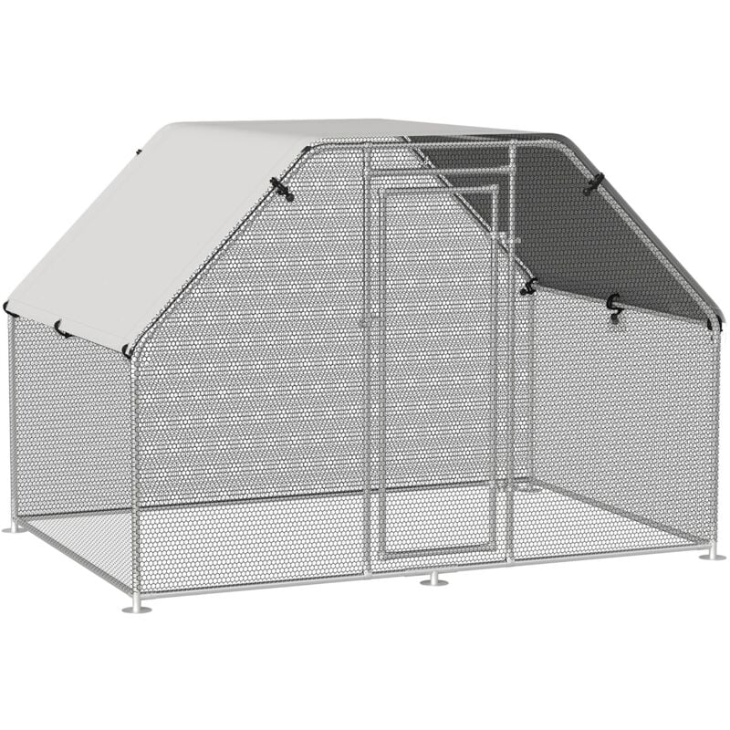 

Gallinero de Exterior 2,8x1,9x1,95 m Estructura de Metal Galvanizado Tela Oxford - Plata