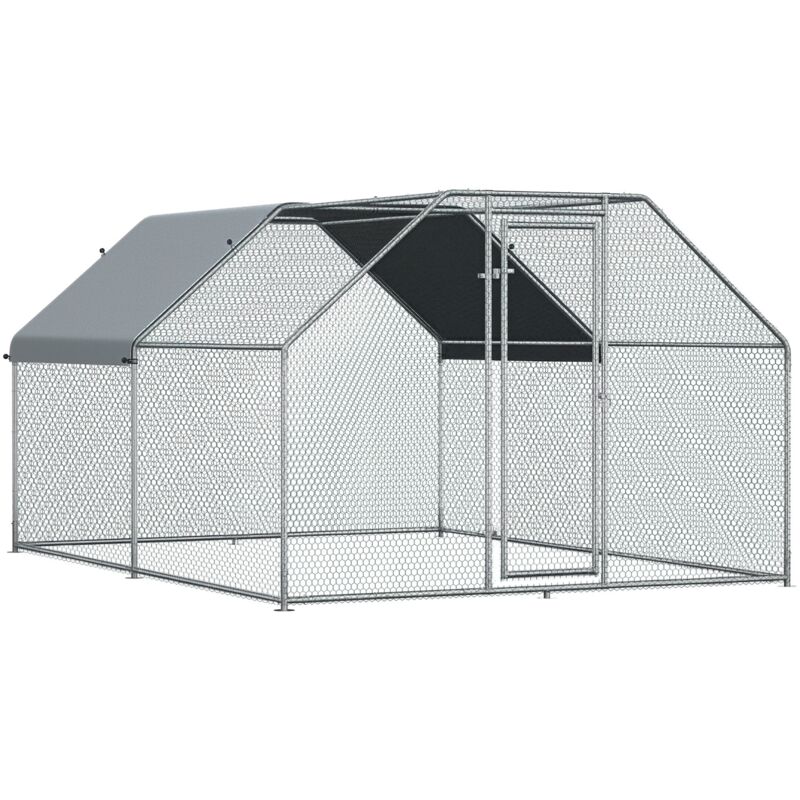 

Gallinero de Exterior 2,8x3,8x1,95m Estructura de Metal Galvanizado Tela Oxford - Plata