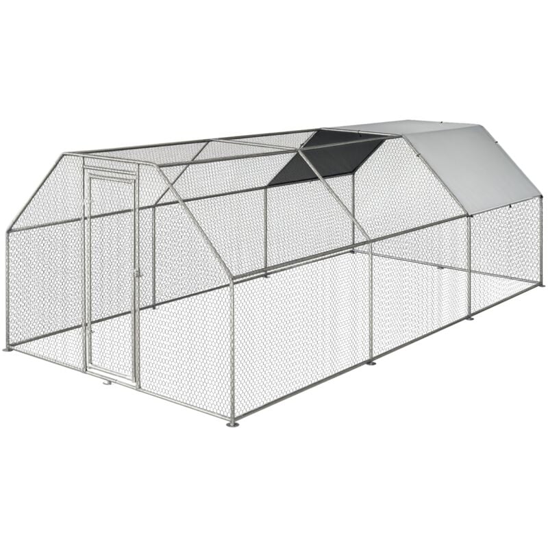 

Gallinero de Exterior 2,8x5,7x1,95m Estructura de Metal Galvanizado Tela Oxford - Plata