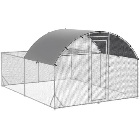 PawHut gallinero exterior grande 380x280x195 cm jaula para 10-12 gallinas de acero galvanizado con 2 pisos cubierta tejado puerta corral para conejos