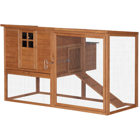 PawHut Gallinero Exterior Madera Integrado Run Limpieza Bandeja Casa para Gallinas