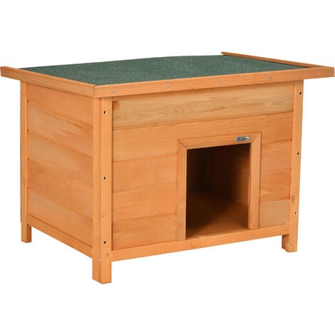 PawHut Hundehütte Hundehaus Hundehöhle Hütte für Hunde Katzen Dach Tannenholz 82 x 58 x 58 cm