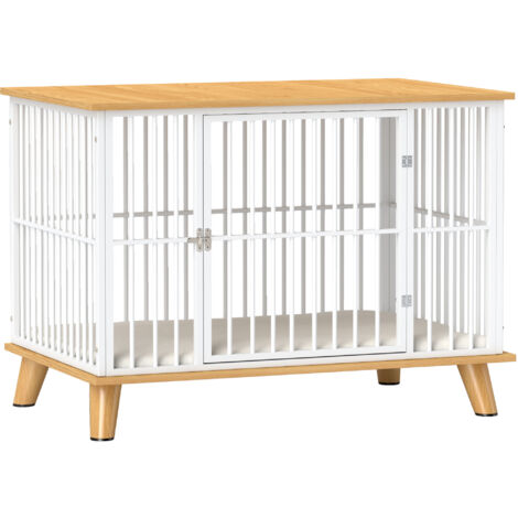 PawHut Hundekäfig Möbel mit Tür Kissen Stahl Hundebox für Zuhause Indoor Hundehütte für mittelgroße Hunde unter 15 kg Hundehaus 86x60x70 cm Eiche