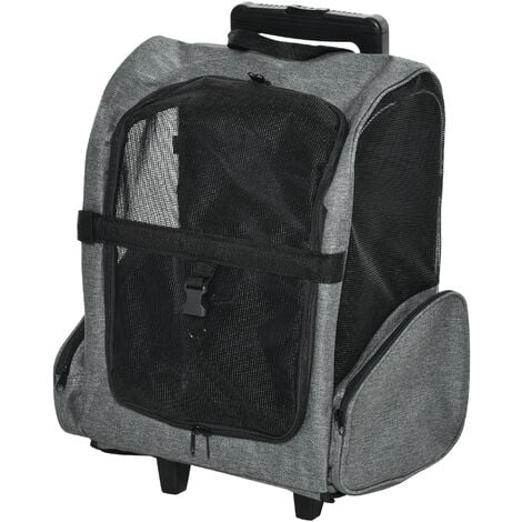 Pawhut Hundetransporttasche, Haustierrucksack, 2-in-1-Design, ausziehbarer Griff, Seitentaschen, Grau, 42 x 25 x 55cm - Grau