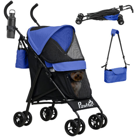 Buggy Mit Luftreifen GOPLUS Klappbar Hundewagen, Haustierwagen Auf 4 Rädern Mit Aufbewahrungstasche, Netzfenstern Hundewagen Bis 20kg