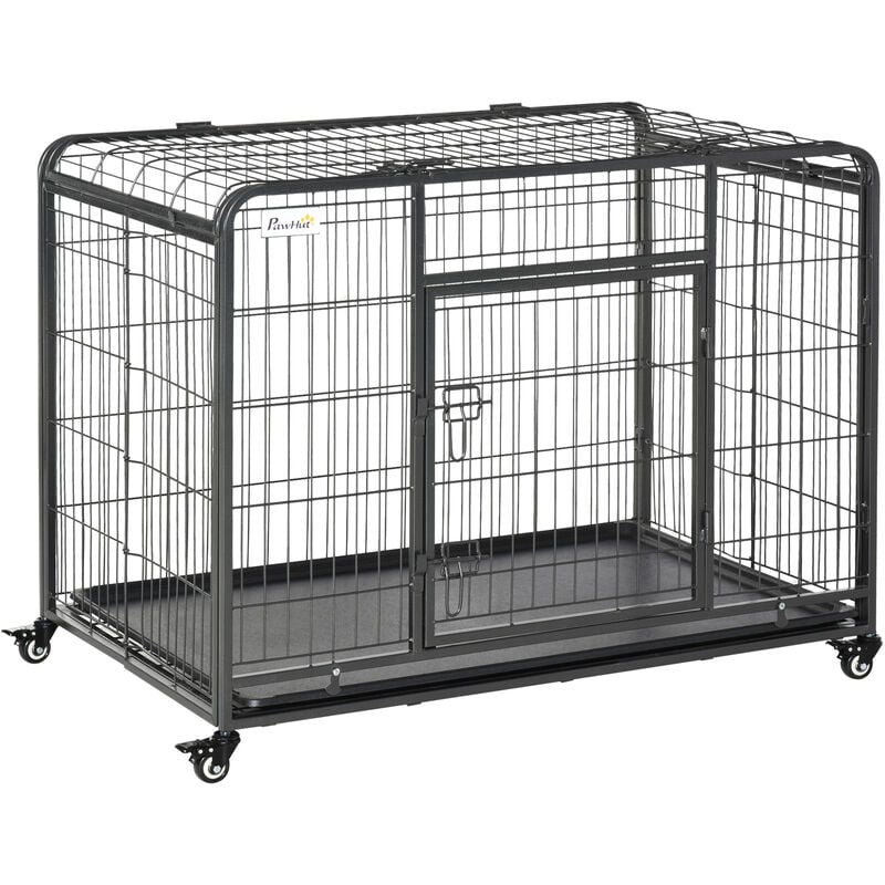 

Jaula de Metal para Perros Plegable con Ruedas Bandeja Extraíble 109,5x71x78 cm - Gris Oscuro