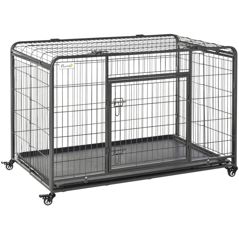 

Jaula de Metal para Perros Plegable con Ruedas Bandeja Extraíble 125x76x81 cm - Gris Oscuro