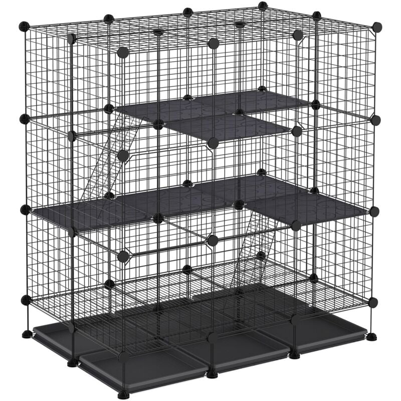 

Jaula para Pequeños Animales DIY con 4 Puertas 6 Bandejas 111x75x119 cm Negro - Negro