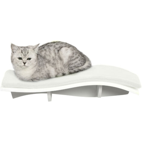 PawHut Katzenbett Katzenliege Katzen Wandliege Katzenregal Wandmontage Plüsch MDF Grau+Weiß 53 x 28 x 12 cm - Grau+Weiß