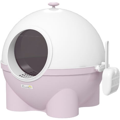 PawHut Large Cat Litter Box w/ Scoop, Front Entrance, 53 x 51 x 48cm Pink